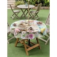 thumbnail image 3 of Outdoor Tablecloth with Umbrella Hole and Zipper, Easter Cute Bunny Round Table Cloth 54 Inch Waterproof Tablecloth, Eggs Spring Daisy Flowers Colorful Striped Picnic Table Cover for Patio Camping, 3 of 7