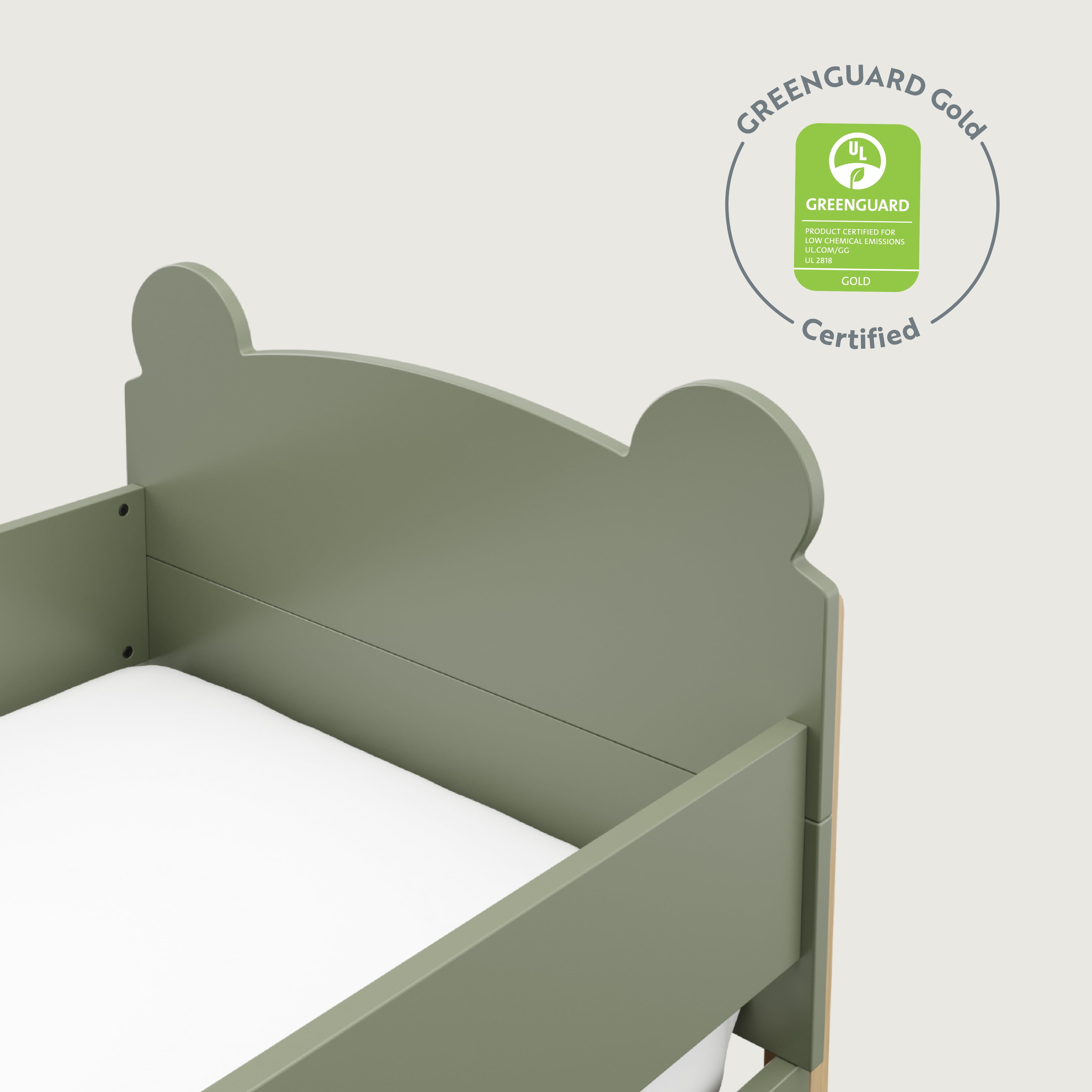 Storkcraft Teddy Bear Toddler Bed, Olive with Driftwood
