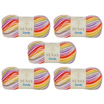 5 Skeins of Sensy Candy Yarn, 3.5 oz, 251 Yards, Multicolor Yarn for Crocheting and Knitting, Craft Yarn, Gauge 3 Light (5432)