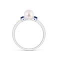 thumbnail image 2 of ANGARA Japanese Akoya Cultured Pearl & Blue Sapphire Engagement Ring in 14K White Gold for Women | June Birthstone, Birthday, Anniversary, Jewelry Gift for Women | Pearl Ring, 2 of 9