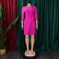 thumbnail image 4 of AURA Plus Size Women Suit Collar Pleated High Waist A Line Short Dress Elegant Office Style, 4 of 8