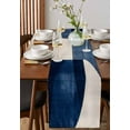thumbnail image 4 of Navy Blue Boho Table Runner 72 Inches, Geometric Stripe Abstract Art Bed Runner Dresser Scarves Tabletop for Indoor Outdoor Parties/Ceremony/Banquet, 14" x 72", 4 of 8