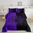thumbnail image 2 of Manfei Spooky Spider Webs King Size Comforter Sets,Happy Halloween Day Bedding Comforter Set,Purple Black Bedding Set For Boys Kids,Luxury Bedroom Decor Reversible,3pcs, 2 of 8