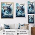 thumbnail image 4 of Designart "Creature Navy Porpoise Droplets" Animals Floater Framed Canvas Print, 4 of 7