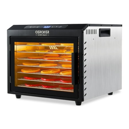 CERCKER Food Dehydrator Machine 7 Trays Stainless Steel Fruit Dryer 800W Dehydrator for Food and Jerky with 190ºF Adjustable Thermostat