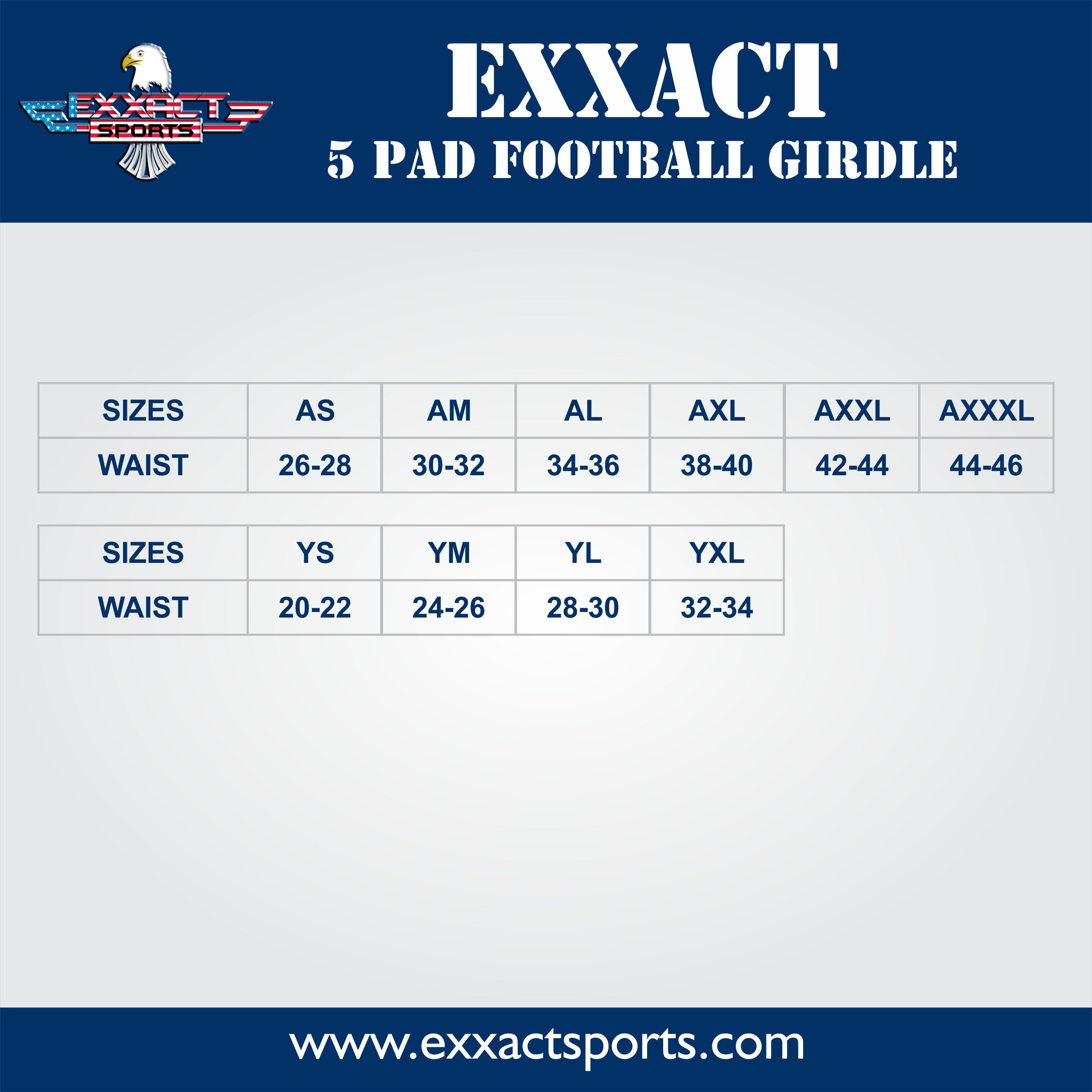 Exxact Sports Youth ‘Touchdown’ 5-Pad Football Girdle Boy’s Padded Compression Shorts w/ Integrated Pads & Cup Pocket 