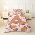 thumbnail image 2 of Erosebridal Kawaii Capybara Letter Monogrammed A Twin Bedding For Boys Girls,Cute Food Fruit Food Animal Duvet Cover Set For Kids,2pcs,No Comforter,Pink Reversible, 2 of 6