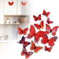 thumbnail image 6 of 12 Pcs Butterfly Wall Decor,3D Butterflies Stickers,Double Layer Butterfly Decorations,Reusable Butterfly Wall Decals,Butterflies Sticker with Magnets for Home Bedroom,Room Decoration,Red, 6 of 7