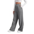 thumbnail image 2 of Knosfe Women’s Fleece Lined Sweatpants Baggy Wide Straight Leg Pants Gray XL, 2 of 7