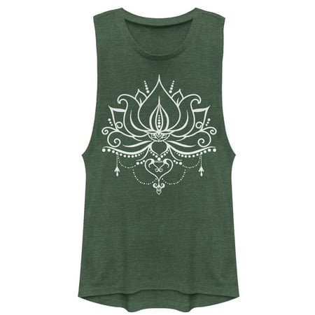 

Junior s CHIN UP Lotus Flower Chandelier Festival Muscle Graphic Tee Pine Green Heather Small