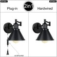 thumbnail image 3 of Swing Arm Wall Light Fixtures Pack of 1 Wall Light Plug-in Cord with On Off Switch on Cord Industrial Wall Sconce Black Finish, 3 of 5