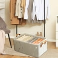 thumbnail image 5 of Hiroekza Storage Box Storage Bin with Handle Large Capacity Washable Collapsible Home Clothes Underwear Organizer Basket 18.5x11x7.9in Beige, 5 of 6