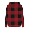 thumbnail image 3 of MELDVDIB Womens Plaid Hoodies Fall Winter Long Sleeve Oversized Pullover Hooded Sweatshirt Daily Outdoor Activities Outfits Tops with Pocket Red M, 3 of 5