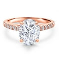 thumbnail image 3 of Gem Stone King 10K Rose Gold White Moissanite and Lab Grown Diamond Engagement Ring for Women | 2.30 Cttw | Oval 9X7MM | Gemstone Birthstone | Size 6, 3 of 7