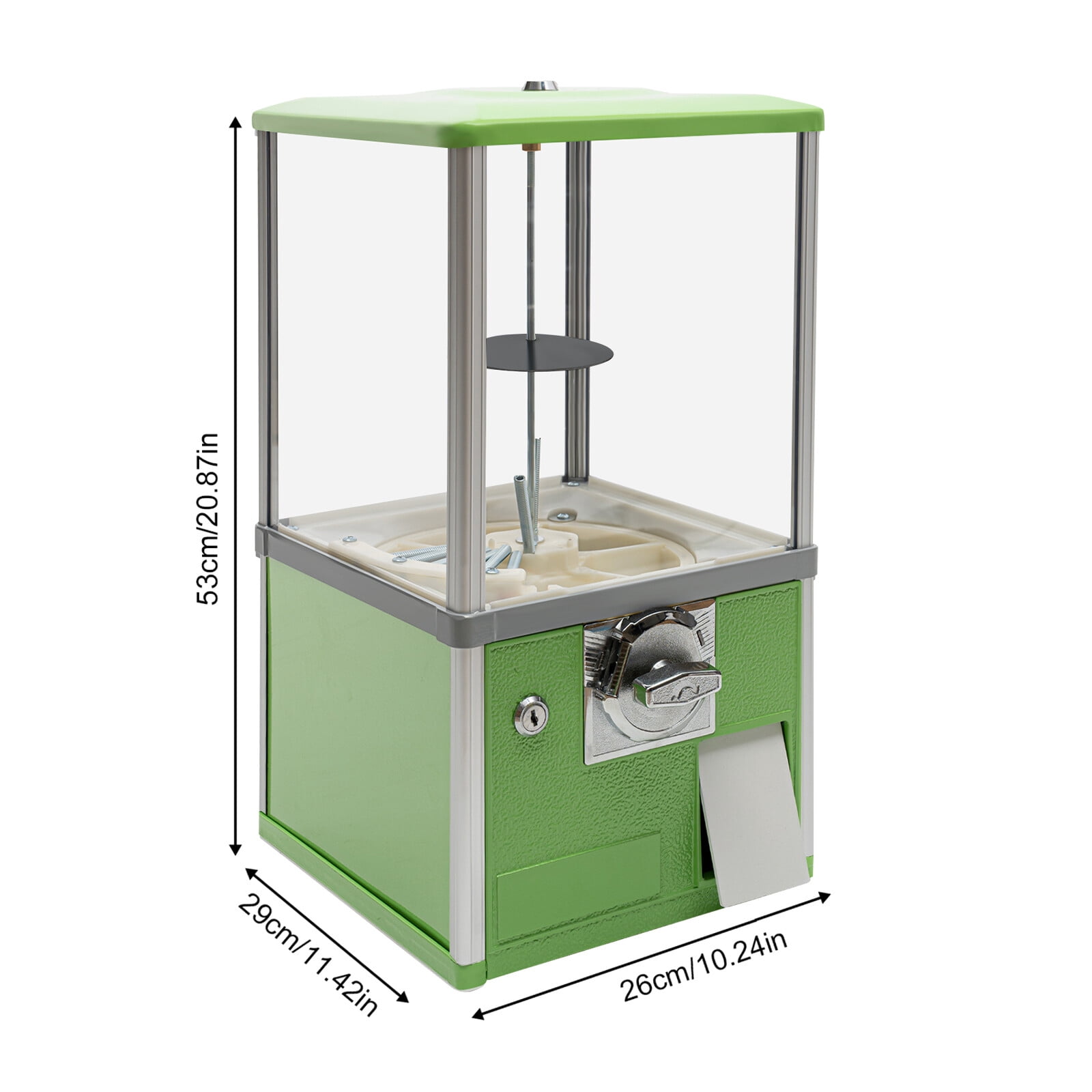 PEAKORA25-cent Gumball Machine 20" H Vending Coin Bank Vintage Gumballs Dispenser Green