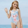 thumbnail image 5 of FOR U DESIGNS Adorable Blue Girls Swimsuit One Piece Size 7-8 Years Old Sakura Axolotl Polyester Gymnastics Leotards Soft Sleeveless Bathing Suit, 5 of 8