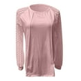 thumbnail image 3 of BAODANN Womens Tops Ladies Tops Lace Long Sleeve Crew Neck Pleated Shirt Long Sleeve Tops Women Womens Athletic Shirts Short Sleeve for Women Long Sleeve Shirt for Women Short Sleeve Woman S Workout, 3 of 4