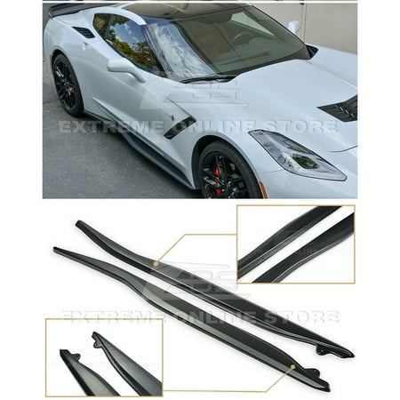 Repalcement for 2014-2019 Chevrolet Corvette C7 All Models | EOS Z06 Style ABS Plastic Primered Black Side Skirts Rocker Panels