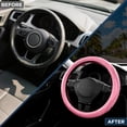 thumbnail image 3 of Car Steering Wheel Cover - Microfiber Leather Steering Wheel Wrap Sports 14.5-15 Inch Steering Wheel Cover Non-Slip for Men Women Pink & Pink Color, 3 of 15