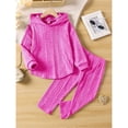 thumbnail image 2 of Sngxgn Toddler Baby Girl Clothes Outfits Solid Long Sleeve Sweatshirt Tops + Pants Set(Hot Pink,90), 2 of 4