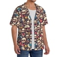thumbnail image 2 of Sikiie rock record music Skull Men's Wrinkle Free Untucked Cuban Shirt Business Casual Button Down Shirts Short Sleeve Shirt3X-Large, 2 of 5