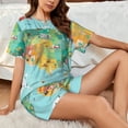 thumbnail image 4 of Fotbe USA Tourist Map Print Pajama Set for Women 2 Piece Loungewear Short Sleeve Tops and Shorts Set Soft Sleepwear-Small, 4 of 7