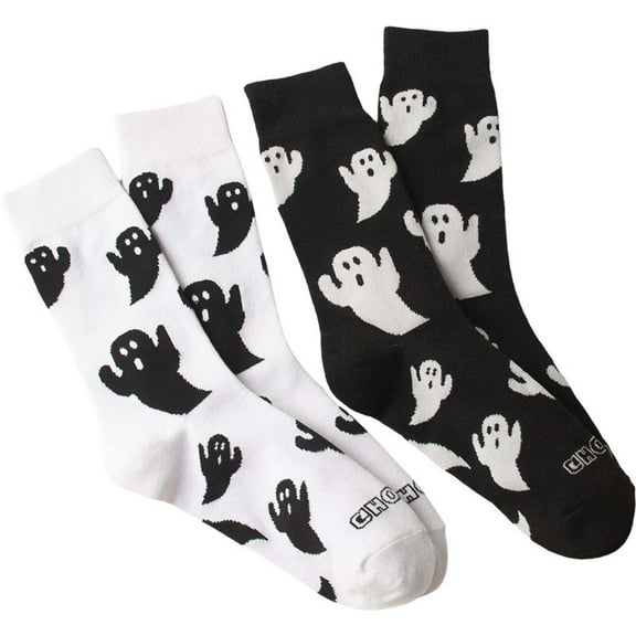 2 Pairs Halloween Crew Socks, Funny Ghost Pattern Bulk Socks for Men Women