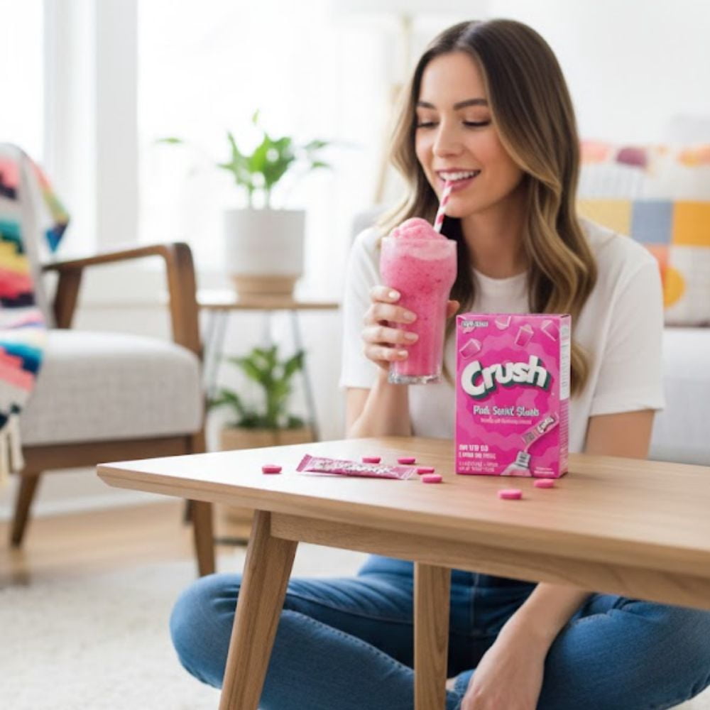 Crush Pink Swirl Slush On-The-Go Drink Mix (2 Pack) + Bonus Customized Emergency Whistle – Zero Sugar Powder Sticks with Colors from Natural Sources