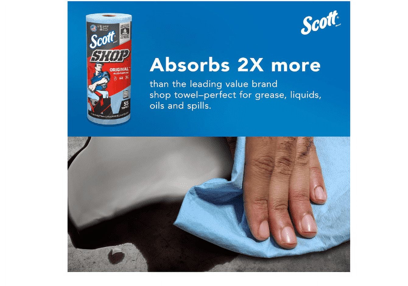 Scott Shop Towels Original - 12 Rolls  - 55 Towels/Roll , 660 Towels - Blue