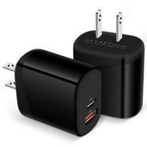 USB C Block Charger,2PCS ABCPOW 20W PD Type C Charger Block QC3.0 Dual USB Wall Charger Adapter Plug USB C Brick Power Delivery Fast Charge Quick Charging Charger Block,Dark Black