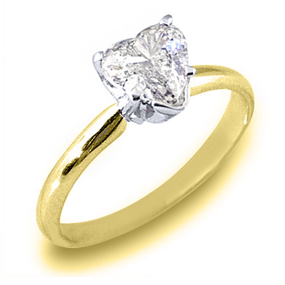 TheJewelryMaster - 14k Yellow Gold Solitaire Heart Shape Diamond
