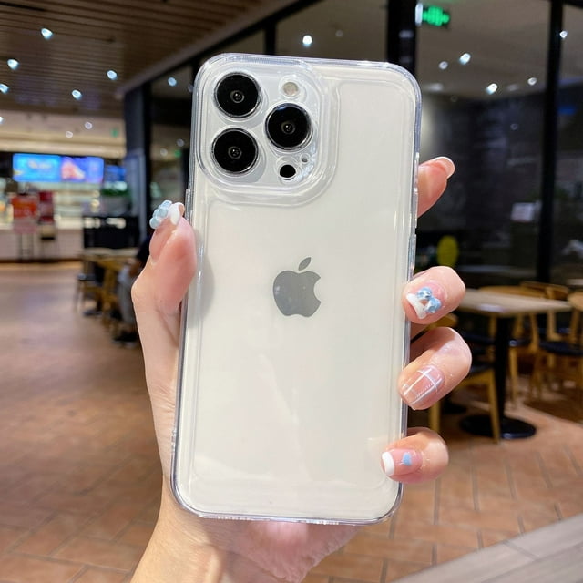 Para Apple 13pro Space Funda transparente para teléfono iphone16 Funda protectora de borde recto con orificios finos y resistente a caídas de 14"
