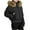 Black, variant on Wensltd Womens Winter Cotton-padded Jacket Medium Length Full Zip Hooded Jacket Soft Warm Coat Pocket