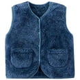thumbnail image 4 of Girls Jacket Button Blue Vests Puffy Winter Warm Sleeveless Jacket 5-6 Years, 4 of 4