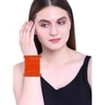 thumbnail image 3 of Efulgenz Indian Bangle Set Faux Pearls Beads Plain Velvet Bracelet Bangle Jewelry for Women, (26 Pcs) Size-2.6, Orange Color, 3 of 4