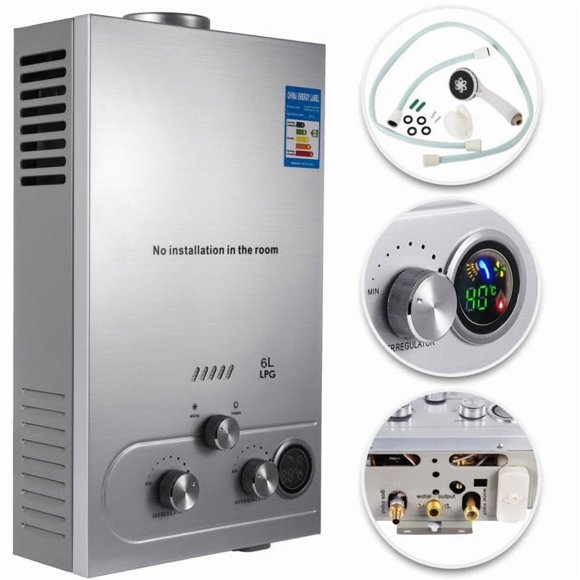 Tankless Water Heater 4.75GPM 18L Outdoor Portable Gas Hot Water Heater Instant Propane Water Heater with Digital Display for Home Outdoor Camping RV Trips Boat Cabins