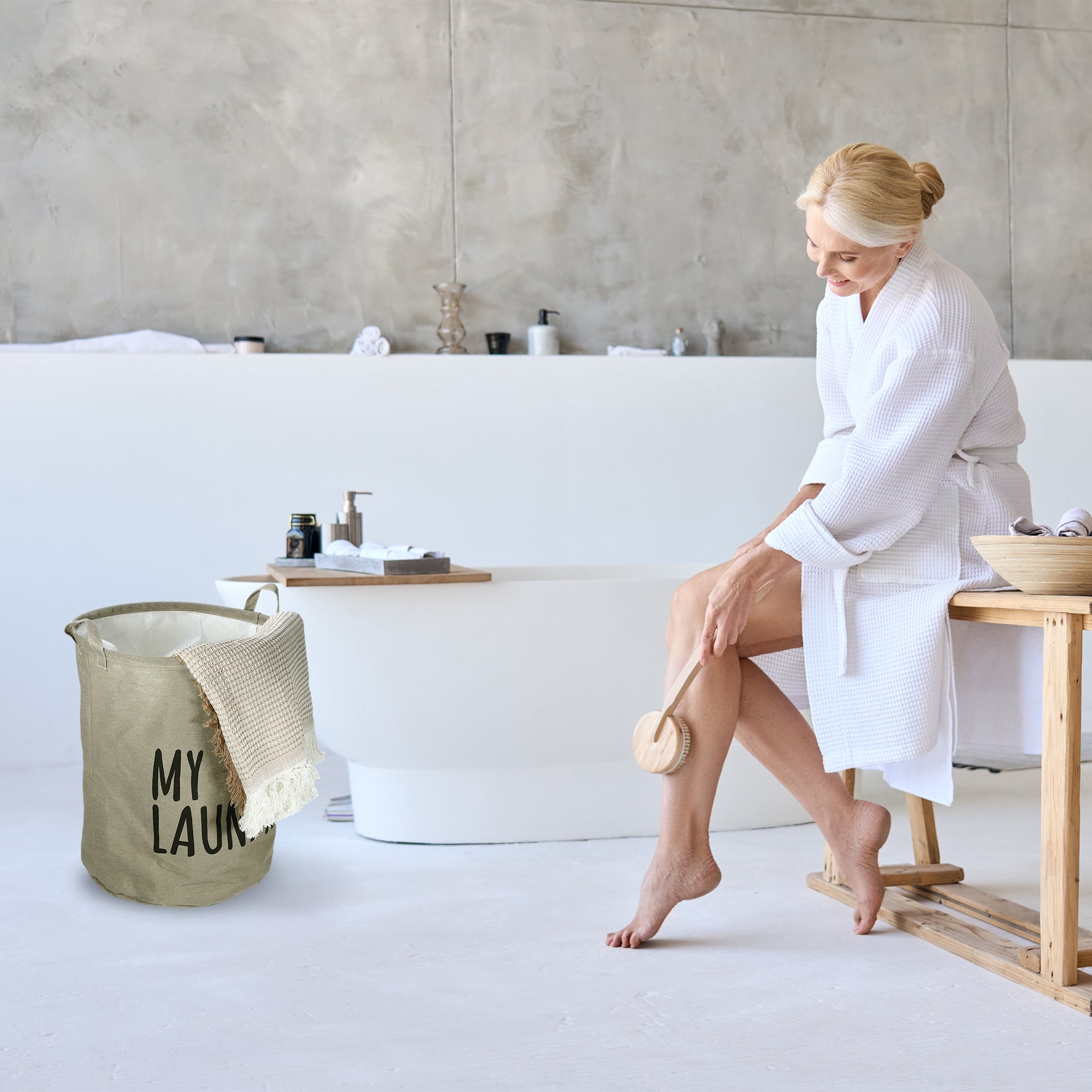 Unique Bargains Foldable Laundry Basket with Handle 1 Pc Gray-15.75"x19.69"
