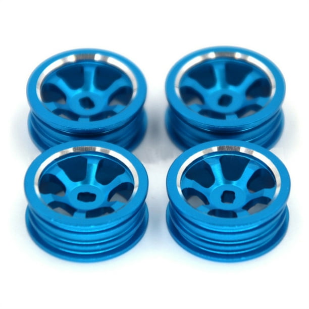 Ruedas de metal llantas 1:28 Reversiones de neumáticos Actualizar repuestos Reemplazo de modificación para WLTOYS P929 P939 K969 K979 K989 Azul 20mm 4 piezas Methold FN009854-01
