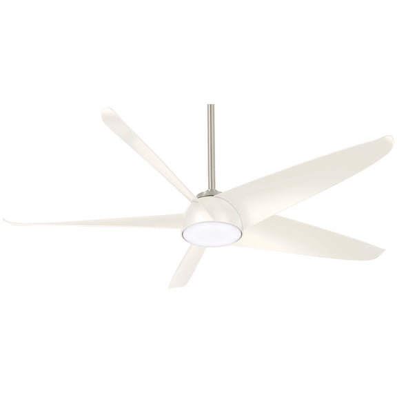 60 Inch Ceiling Fan With Light Kit-Brushed Nickel/White Finish-White Blade Color Minka Aire Fans F771l-Bn/Wh
