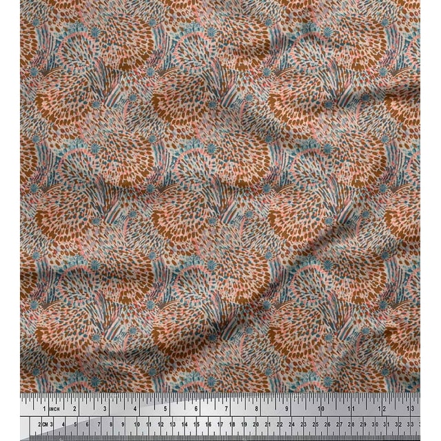 Soimoi Viscose Chiffon Fabric Brush Stroke Abstract Decor Fabric Printed Yard 42 Inch Wide