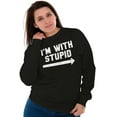 thumbnail image 3 of I'm With Stupid Classic Rude Insult Unisex Plus Fleece Graphic Sweatshirt Brisco Brands 2X, 3 of 5
