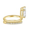 thumbnail image 3 of ESTE ORIGIN 2.00Ct Pear Cut Lab-Grown Diamond Double Band Engagenebt Ring – 5 Claw Solitaire, Half Pavé in 10K Yellow Gold for Women US 7, 3 of 8
