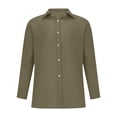 thumbnail image 2 of Green Womens Blouses Linen Women's Spring Summer Solid Color Shirt Long Sleeve Button Down Shirt Loose Fit Vacation Beach Workwear Tops Clothes Blouses for Women Dressy Casual, 2 of 5
