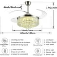 thumbnail image 5 of 42" Crystal Invisible Chandelier Ceiling Fan Light - Modern Luxury Style Fandelier Home LED Hanging Lamp, 4 Retractable Blades W/Remote Control, 5 of 5