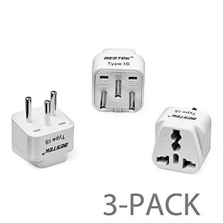 Grounded Travel Adapter BESTEK Grounded Universal Plug Adapter Travel Plug usa to Israel Travel prong converter adapter plug Kit for Israel (Type IL) - 3 Pack ()