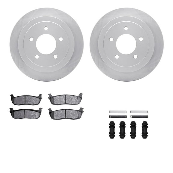 Dynamic Friction Company Rear Brake Rotors with Ultimate Duty Performance Brake Pads includes Hardware 6412-54179