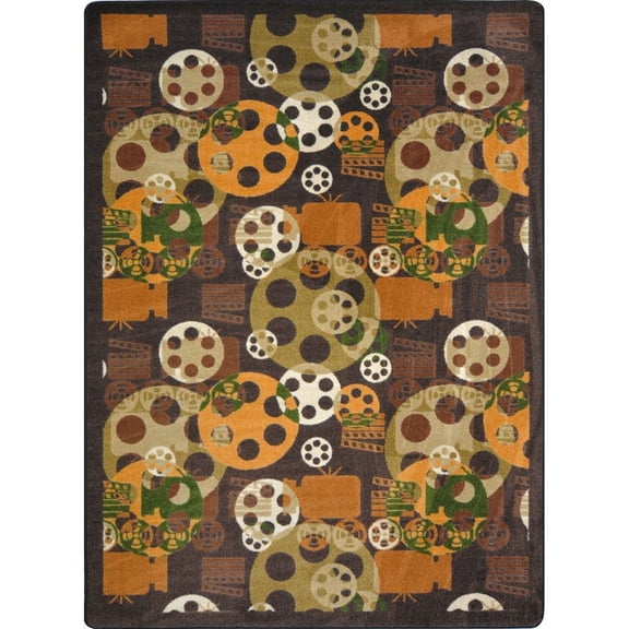 Joy Carpets Any Day Matinee Blockbuster 5'4" x 7'8" Area Rug in Color Brown