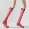 thumbnail image 5 of harmtty 1 Pair Compression Stockings Striped Stretchy Long Tube Anti-Fatigue Sporty Socks for Running Climbing Riding,One Size N, 5 of 8