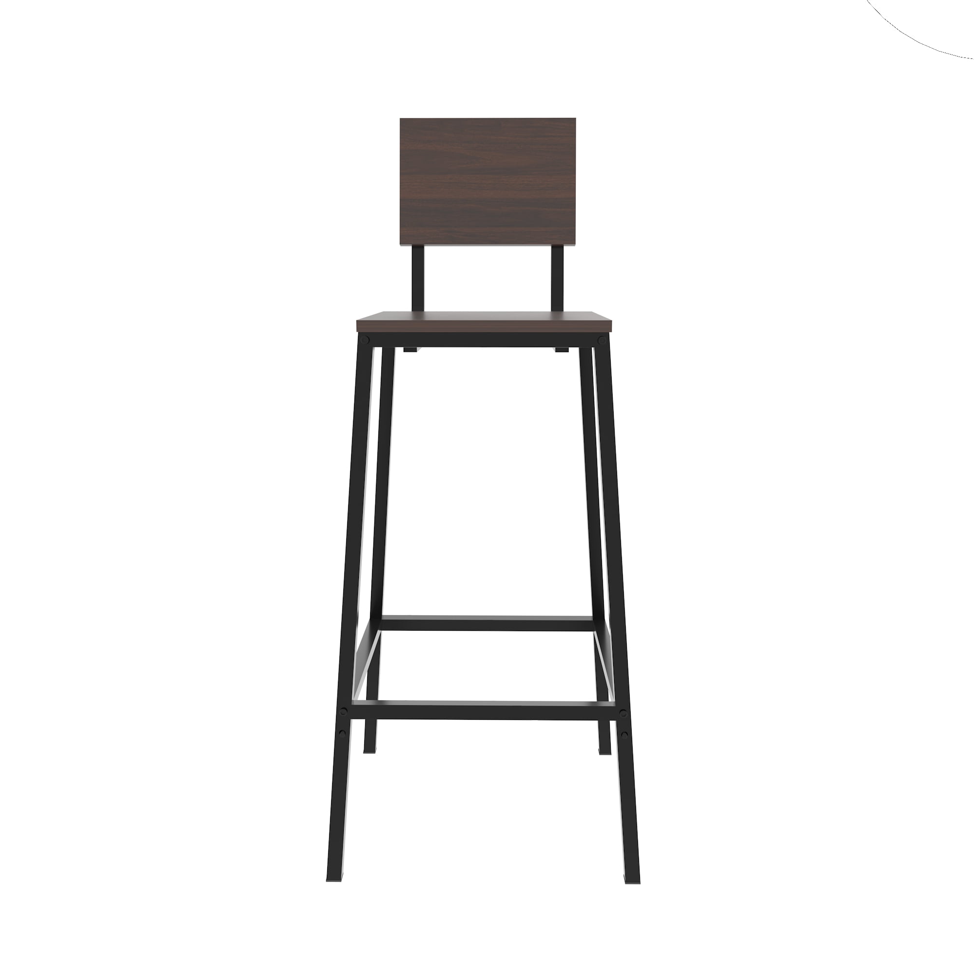 GARITIN 3 Piece Counter Height Bar Table Set with 2 Bar Stools, Rectangular Pub Table with 2 Tier Side Storage Shelves for Balcony, Walnut Brown