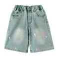 thumbnail image 4 of XQYLOS Youth Girls Baggy 𝖵intage Denim Shorts Wide Leg High Elastic Waist Distressed Lightweight 𝖲tretch Retro Casual Shorts, 4 of 6